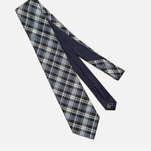 Roundtree & Yorke Trademark 100% Silk Tie Blue, Black  & White